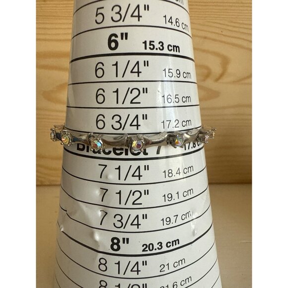 Silver-Tone Rhinestone Bracelet 6 3/4" Womens Tennis - Picture 2 of 3